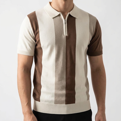 Men's Ice Silk Zip Polo Shirt - Lightweight Casual Top