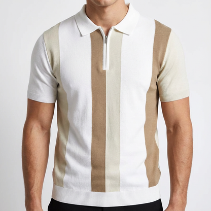 Men's Ice Silk Zip Polo Shirt - Lightweight Casual Top