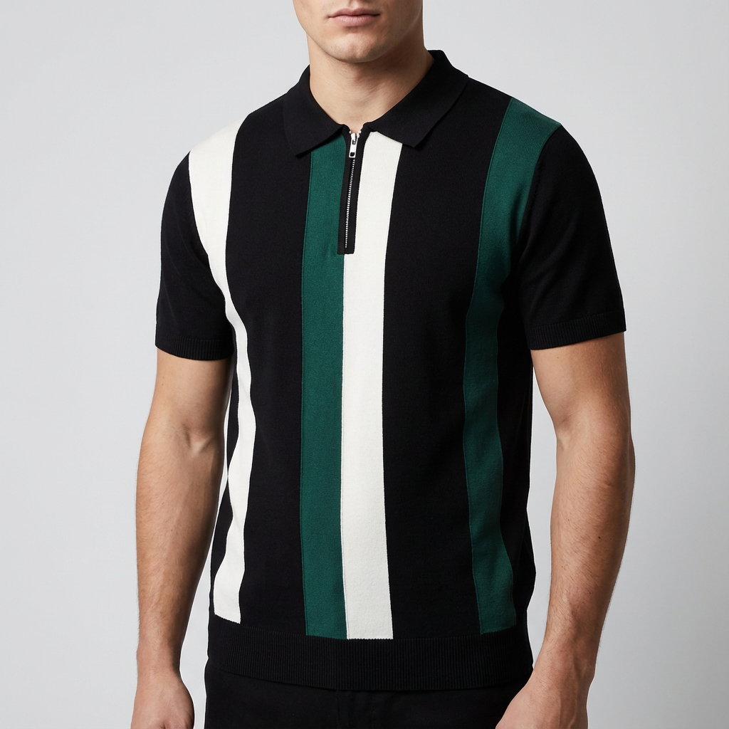 Men's Ice Silk Zip Polo Shirt - Lightweight Casual Top