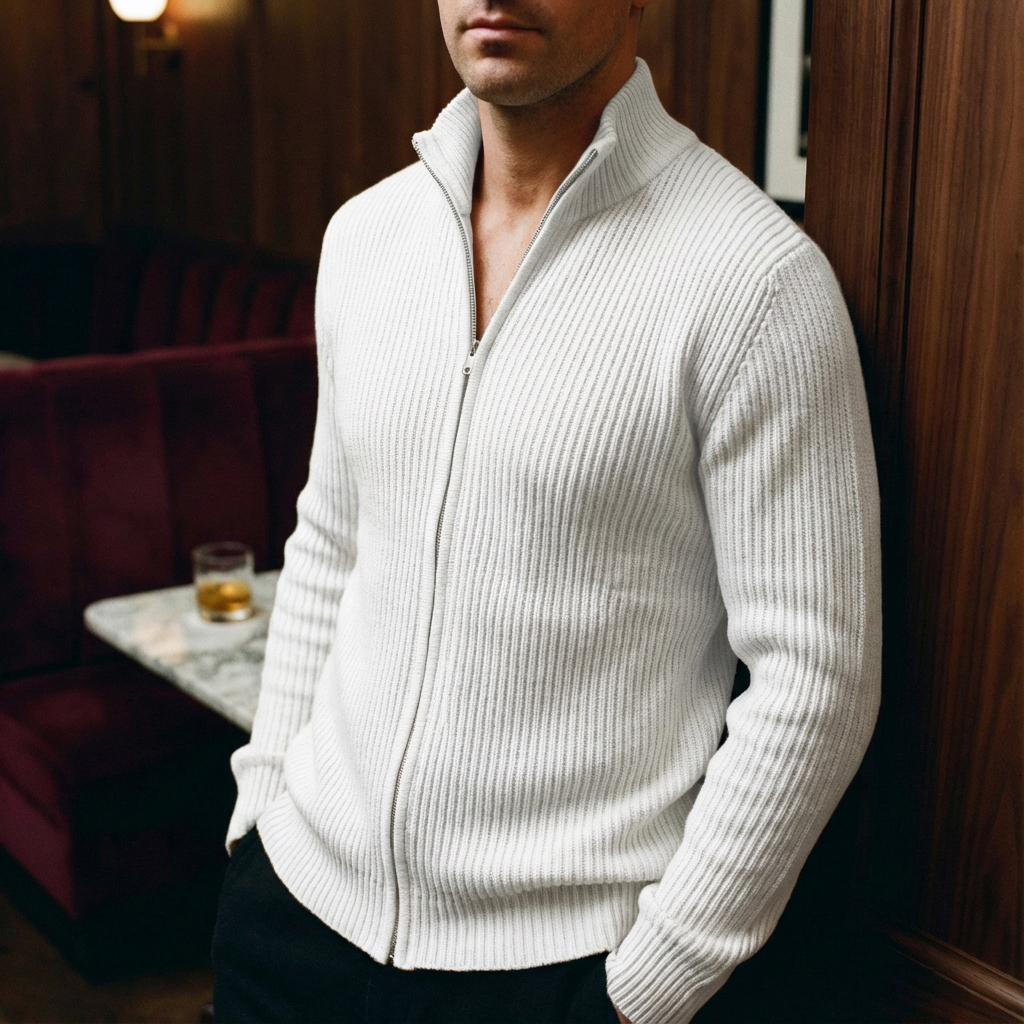Men's Cotton Knit Jacket - Casual Lightweight Outerwear
