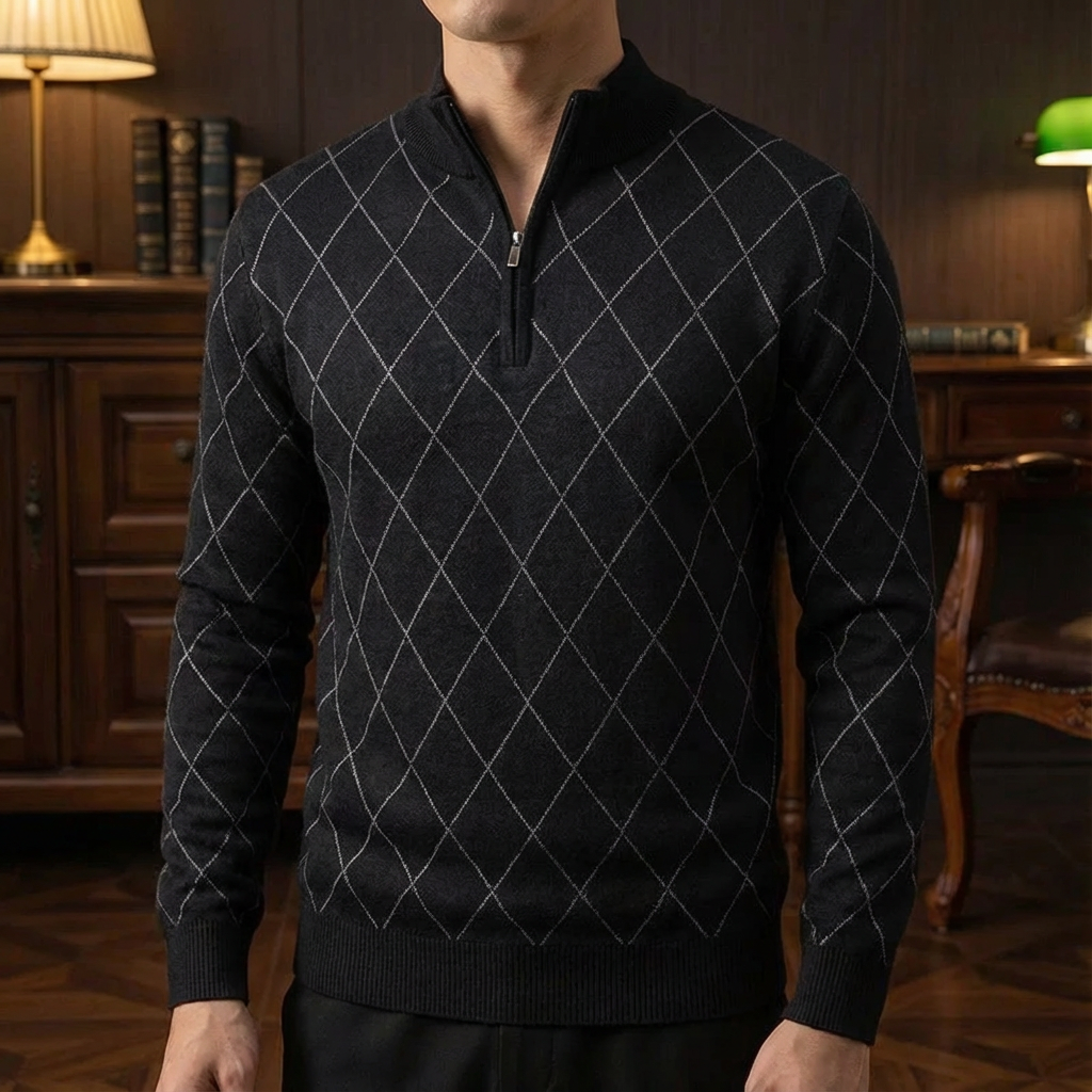 Men's Wool Quarter Zip Sweater – Warm Casual Pullover