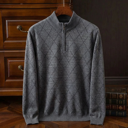 Men's Merino Wool Quarter Zip Sweater - Knit Pullover