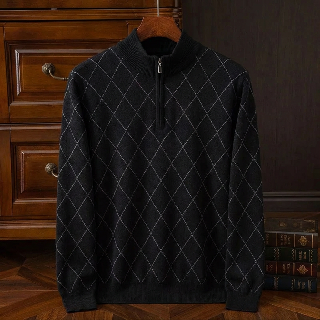 Men's Merino Wool Quarter Zip Sweater - Knit Pullover
