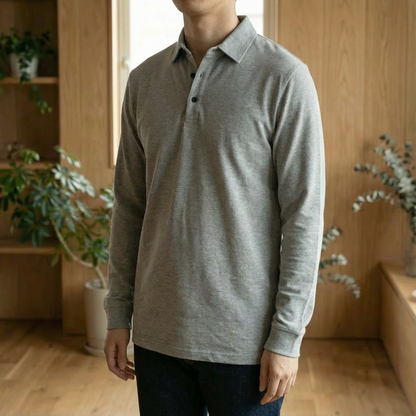 Men's Pique Polo Shirt - Cotton Short Sleeve Casual Top