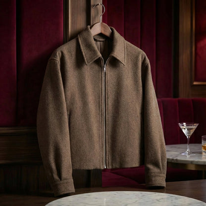 Men's Wool Moto Jacket - Classic Casual Outerwear