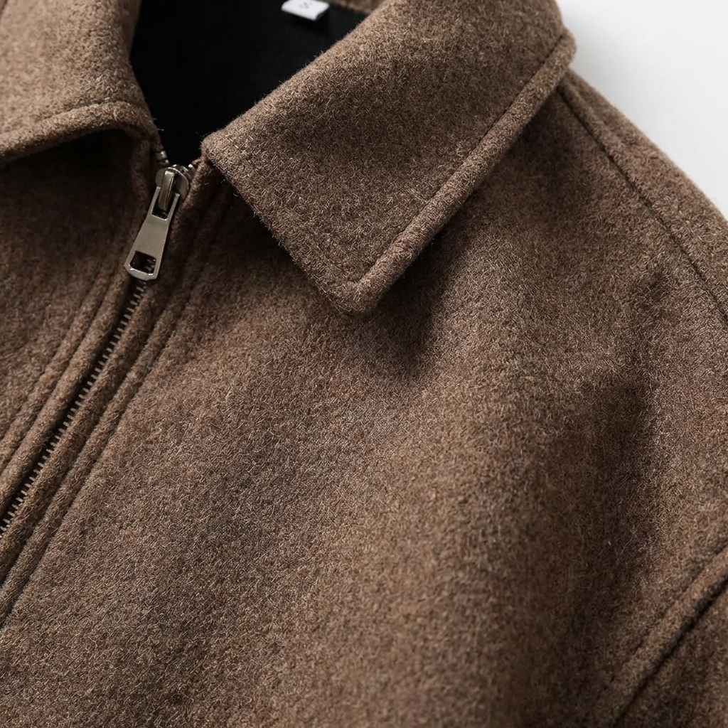 Men's Wool Moto Jacket - Classic Casual Outerwear