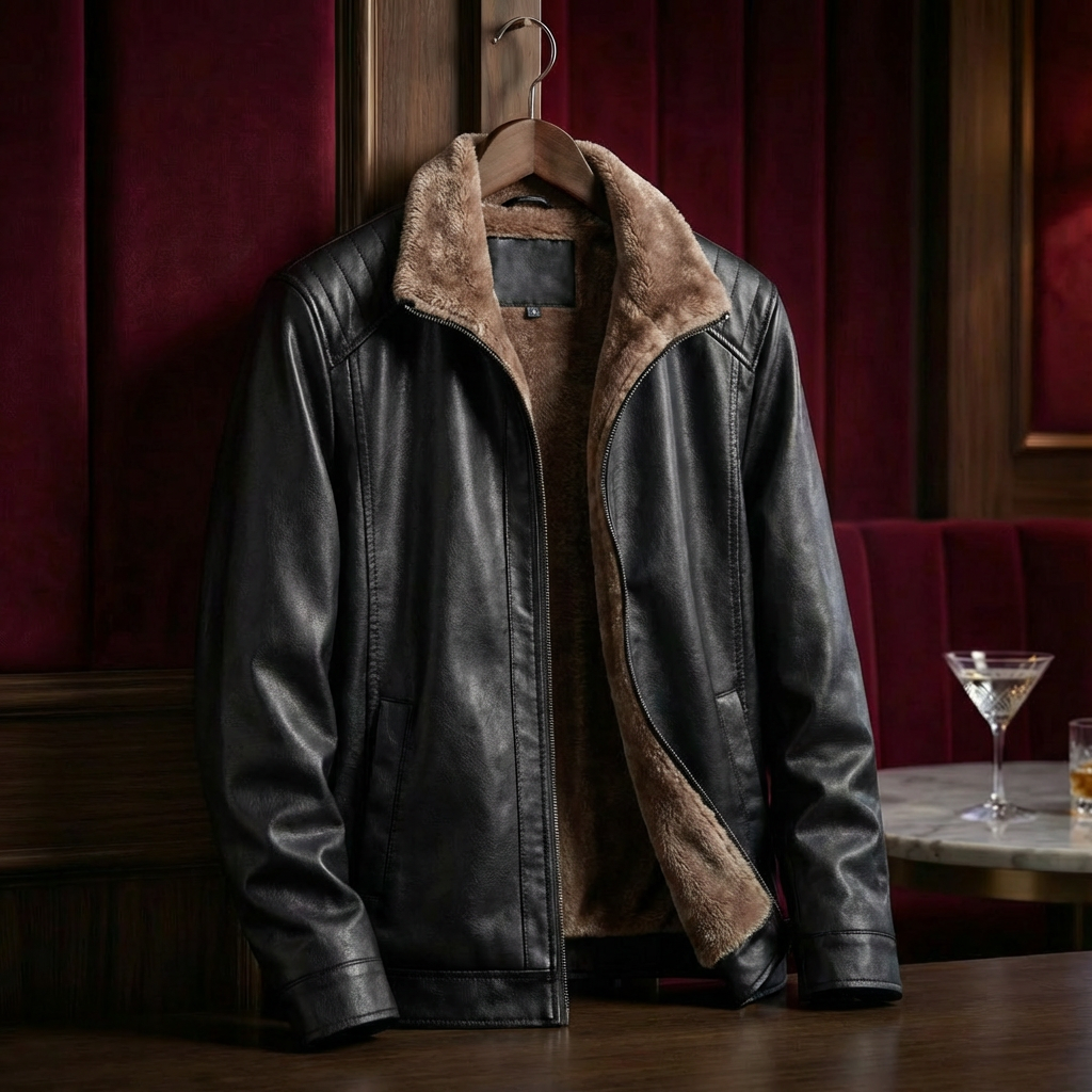 Men's Leather Jacket - Classic Casual Outerwear