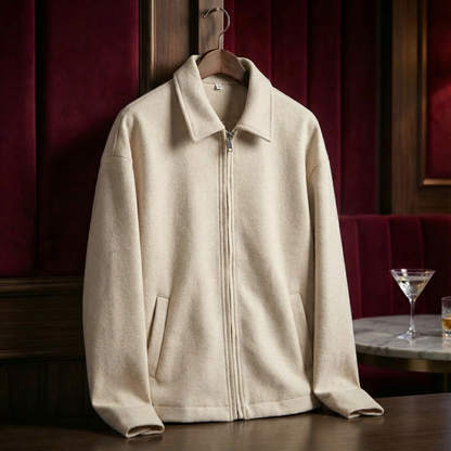 Men's Wool Moto Jacket - Classic Casual Outerwear