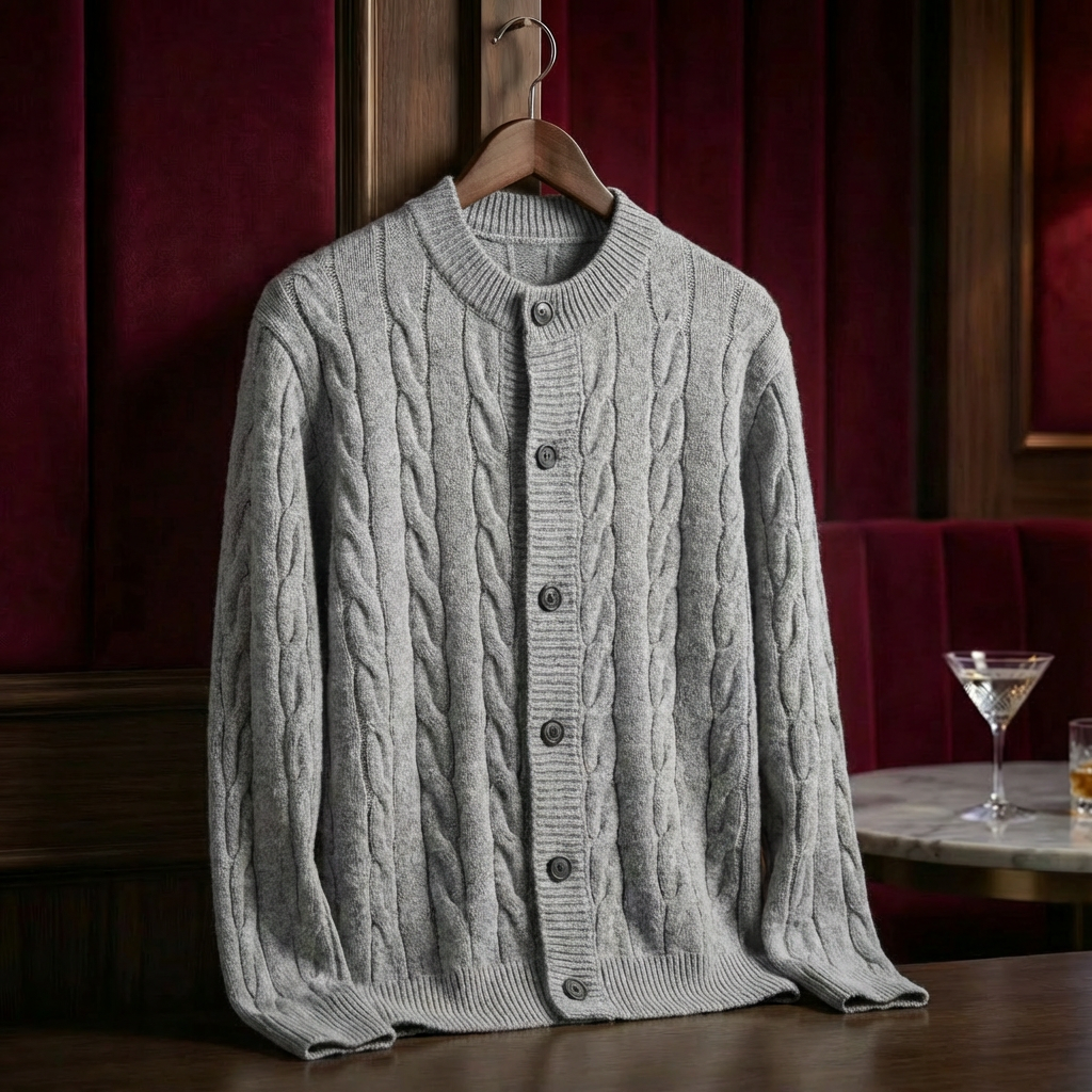 Men's Cable Knit Cardigan - Button Front Sweater