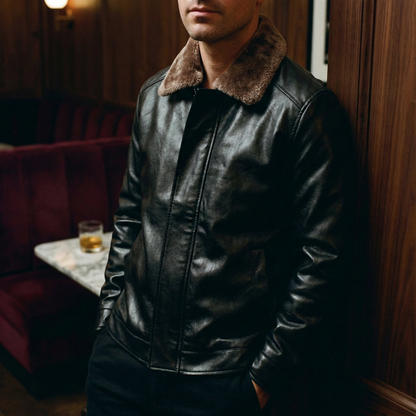 Men's Leather Moto Jacket - Classic Motorcycle Jacket