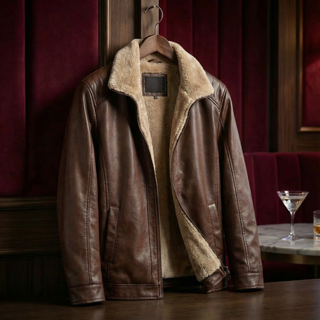 Men's Leather Jacket - Classic Casual Outerwear