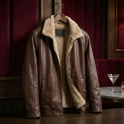 Men's Leather Jacket - Classic Casual Outerwear