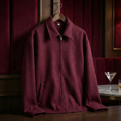 Men's Wool Moto Jacket - Classic Casual Outerwear