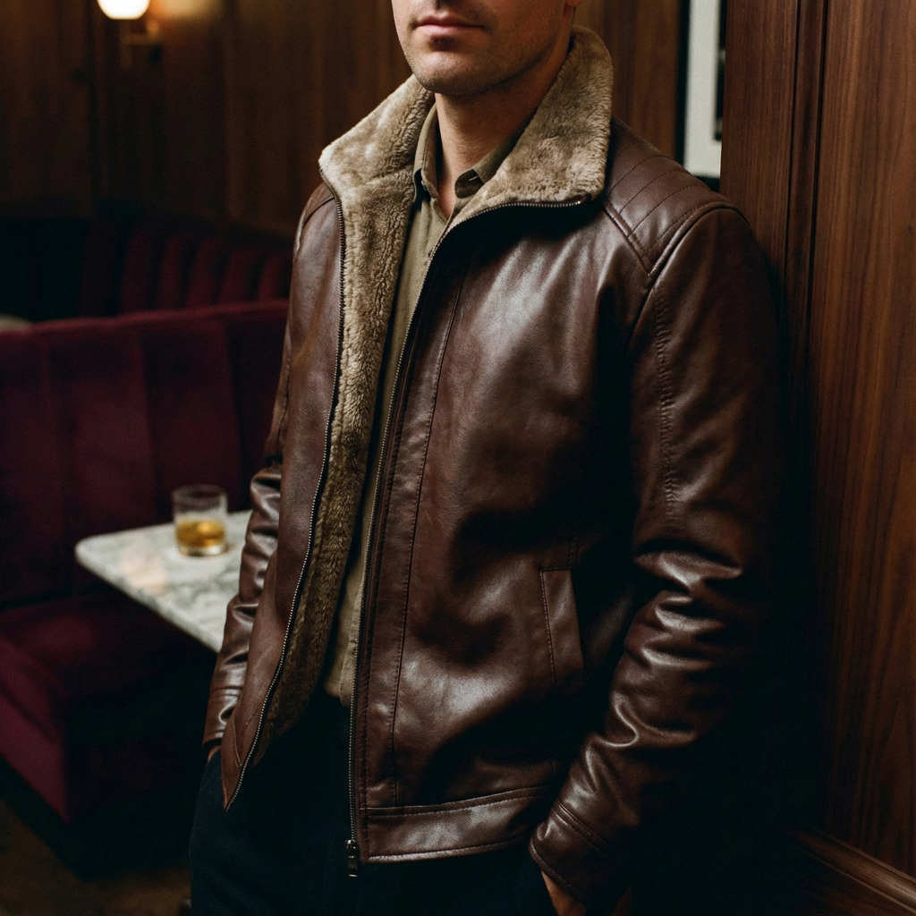 Men's Leather Moto Jacket - Classic Motorcycle Jacket