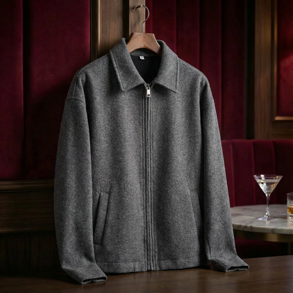 Men's Wool Moto Jacket - Classic Casual Outerwear