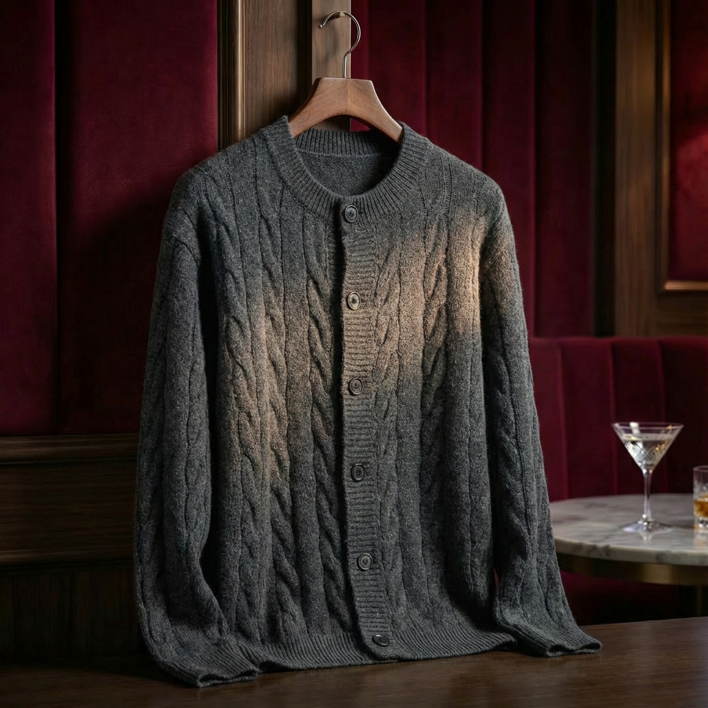 Men's Cable Knit Cardigan - Button Front Sweater