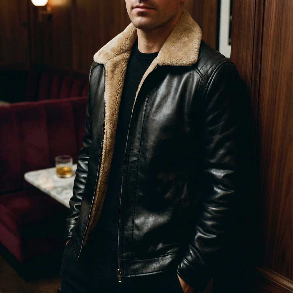 Men's Leather Moto Jacket - Classic Motorcycle Jacket