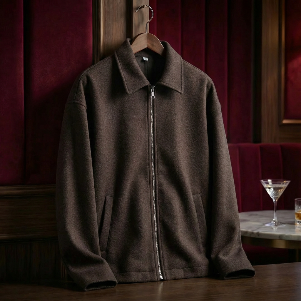 Men's Wool Moto Jacket - Classic Casual Outerwear