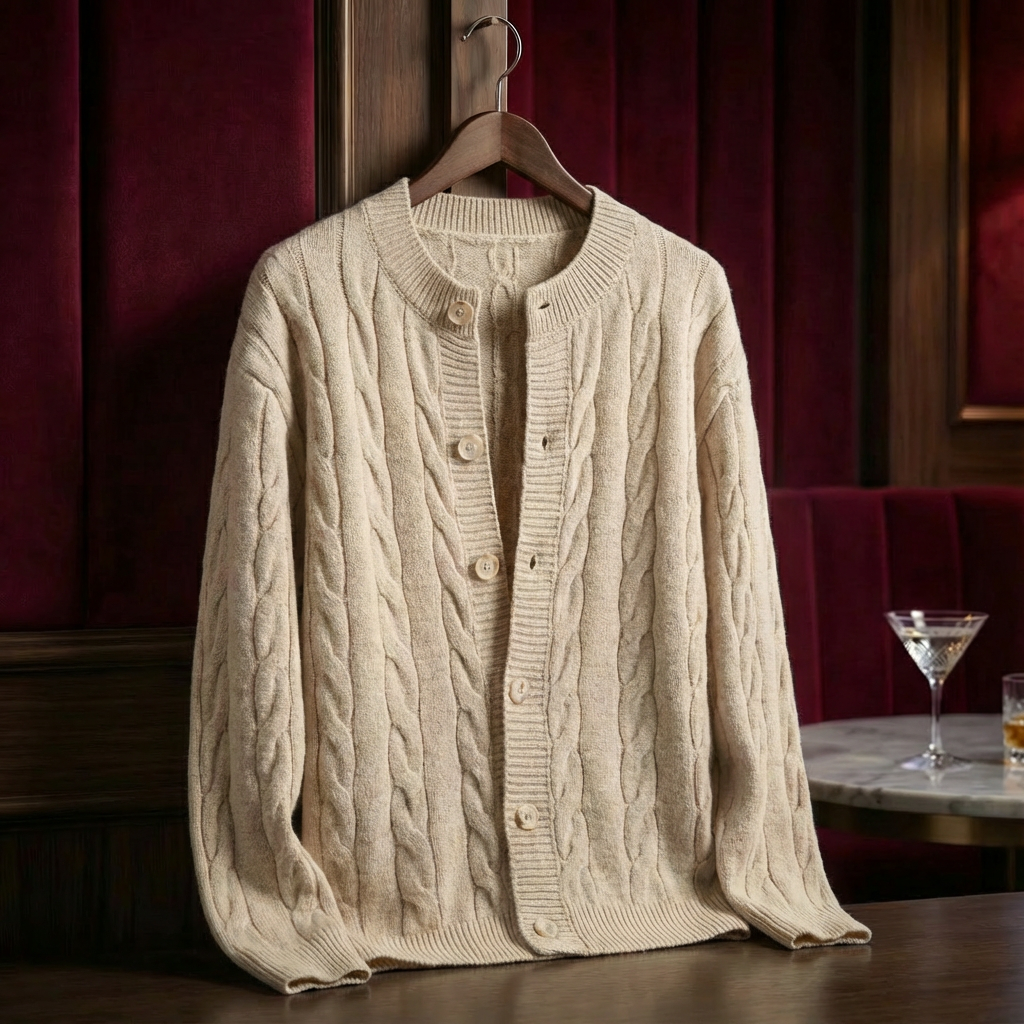 Men's Cable Knit Cardigan - Button Front Sweater