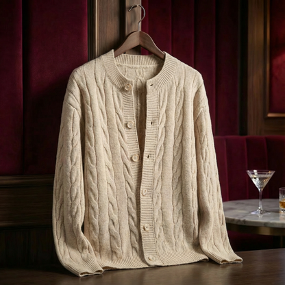 Men's Cable Knit Cardigan - Button Front Sweater