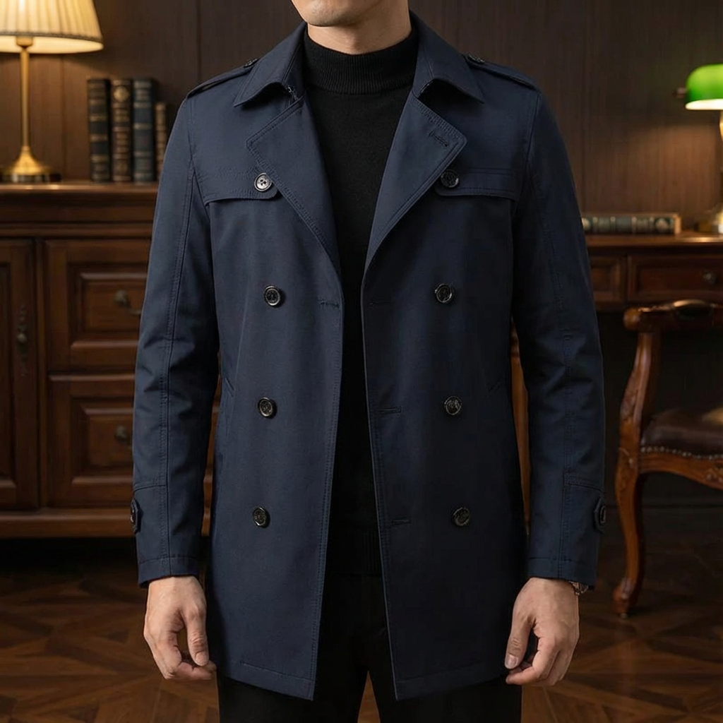 Men's Cotton Overcoat - Classic Casual Long Coat