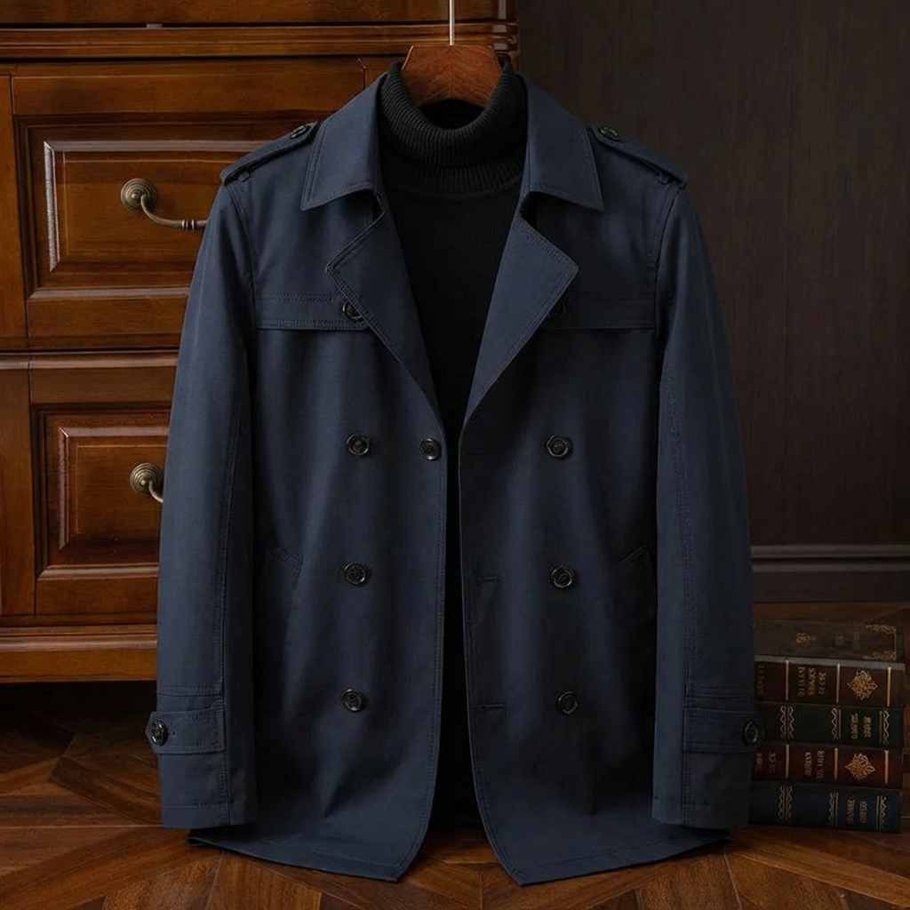 Men's Cotton Trench Coat - Classic Lightweight Casual Outerwear