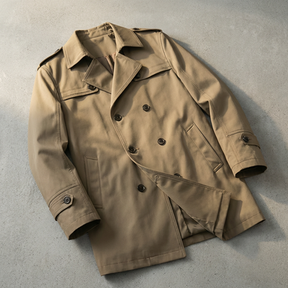 Men's Cotton Trench Coat - Classic Lightweight Casual Outerwear