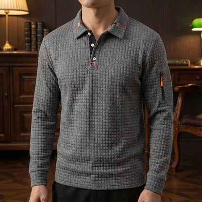 Men's Waffle Knit Polo Shirt – Textured Short Sleeve Casual Top