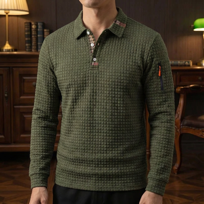 Men's Waffle Knit Polo Shirt – Textured Short Sleeve Casual Top