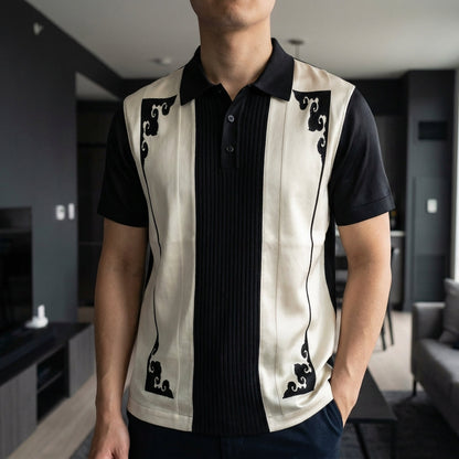 Men's Knit Polo Shirt - Lightweight Short Sleeve Casual Top