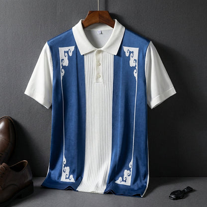 Men's Knit Polo Shirt - Lightweight Casual Short Sleeve Top