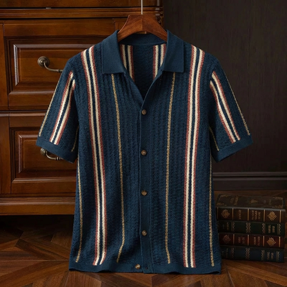 Men's Cotton Knit Polo Shirt - Short Sleeve Casual Top