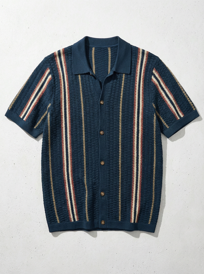 Men's Knit Polo Shirt - Short Sleeve Casual Sweater Top