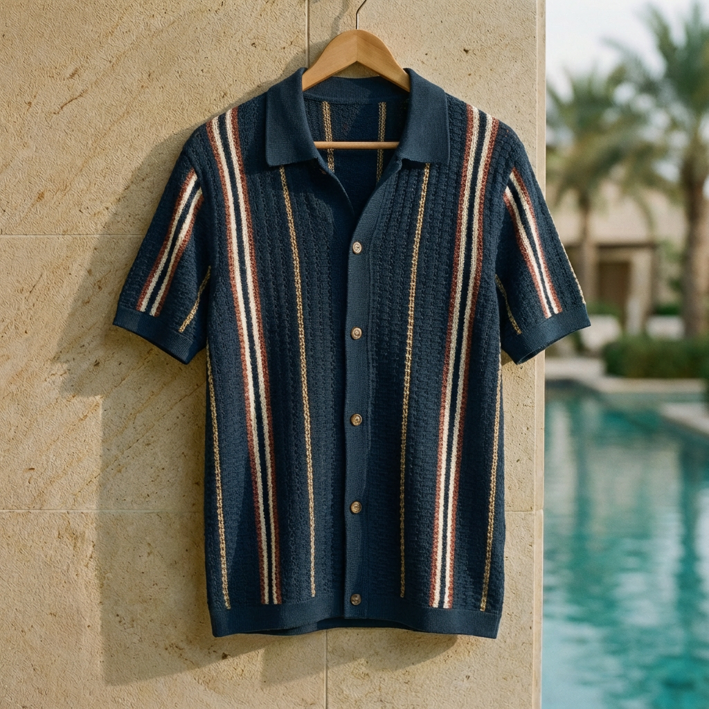 Men's Cotton Knit Polo Shirt - Short Sleeve Casual Top