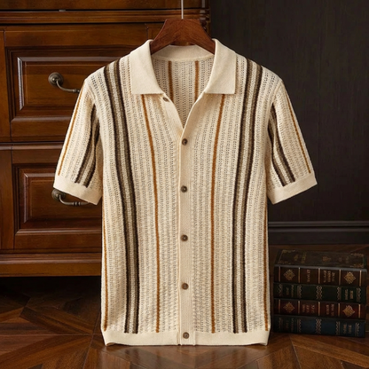 Men's Cotton Knit Polo Shirt - Short Sleeve Casual Top