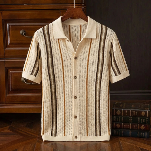 Men's Cotton Knit Polo Shirt - Short Sleeve Casual Top