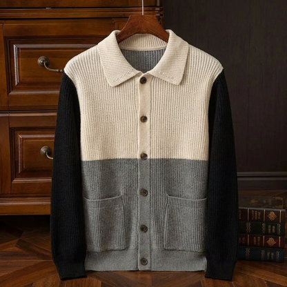 Men's Striped Cardigan - Knit Button Front Casual Sweater