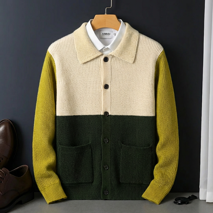 Men's Knit Polo Cardigan - Button Front Casual Sweater