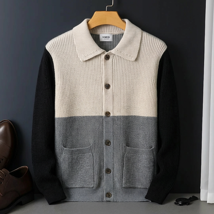 Men's Knit Polo Cardigan - Button Front Casual Sweater