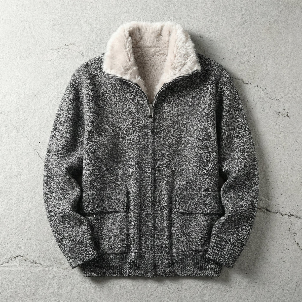 Men's Fleece Cardigan - Warm Casual Button Front Sweater