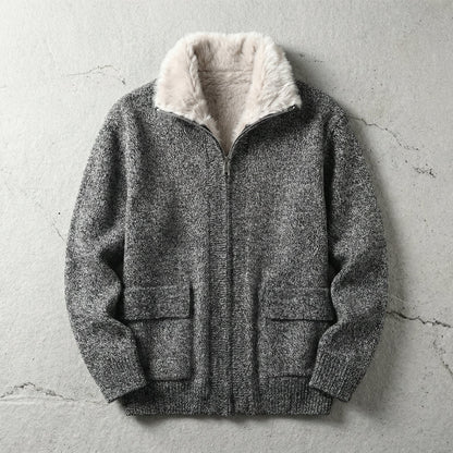 Men's Fleece Cardigan - Warm Casual Button Front Sweater