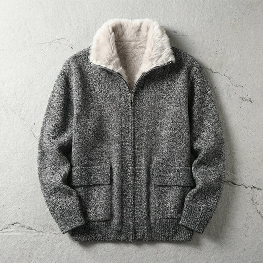 Men's Fleece Cardigan - Warm Casual Button Front Sweater