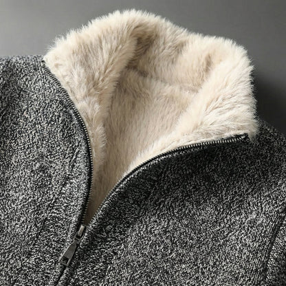 Men's Fleece Cardigan - Warm Casual Button Front Sweater