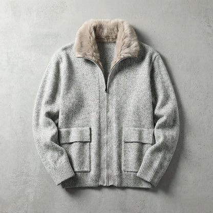 Men's Fleece Cardigan - Warm Casual Button Front Sweater