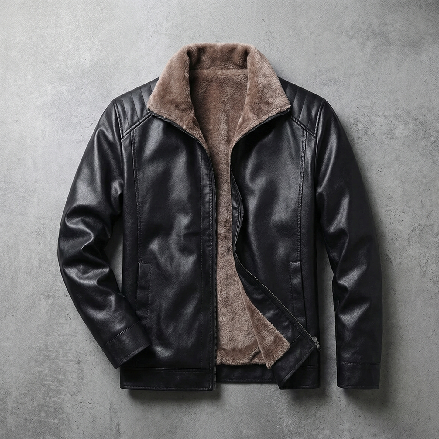 Men's Leather Biker Jacket - Classic Motorcycle Jacket
