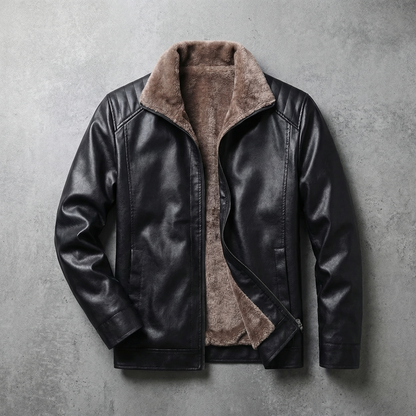 Men's Leather Biker Jacket - Classic Motorcycle Jacket