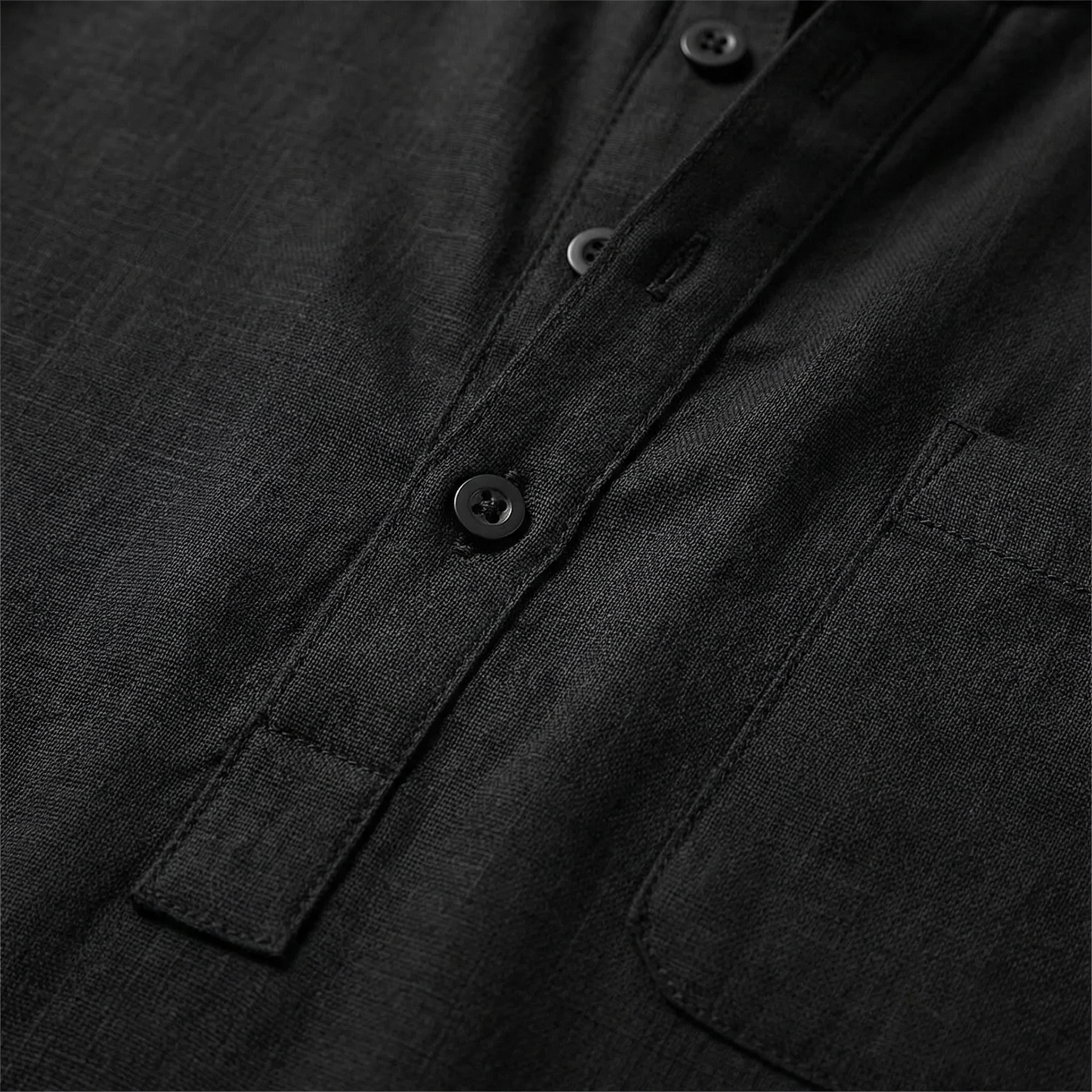 Men's Cotton Linen Henley Shirt - Lightweight Casual Top