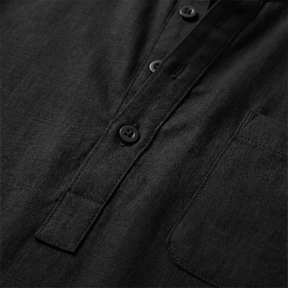 Men's Cotton Linen Henley Shirt - Lightweight Casual Top
