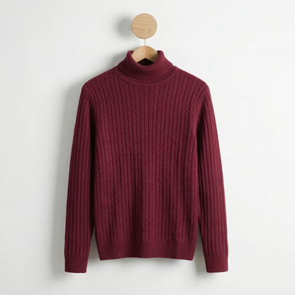 Men's High Neck Sweater - Warm Knit Fall Pullover