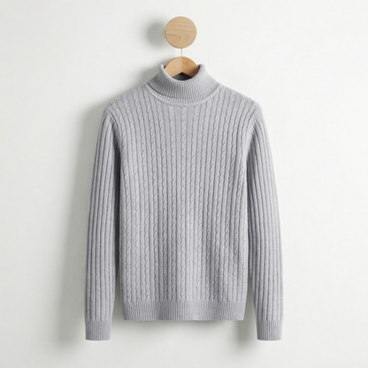 Men's High Neck Sweater - Warm Knit Fall Pullover